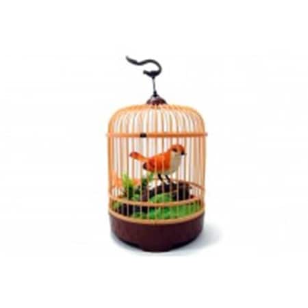 Az Trading & Import Az Import & Trading BC507G Singing & Chirping Bird in Cage - Realistic Sounds & Movements Orange - 10.5 x 7 in. BC507G